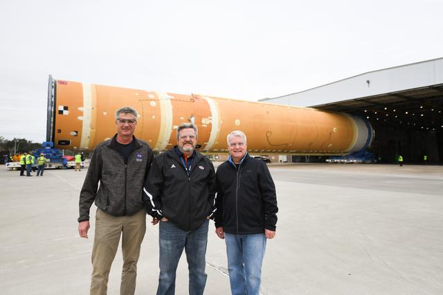 NASA image: NASA Prepares Artemis I SLS Rocket Stage for Move to Pegasus Barge